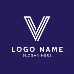 Logotipo V White Stripe Letter V logo design