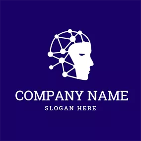 Logo IA White Structure and Human Brain logo design