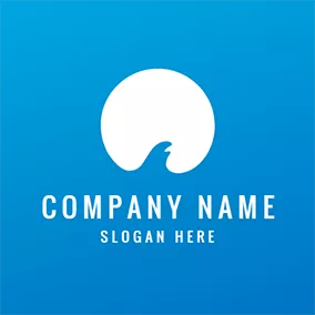 クジラロゴ White Sun and Blue Wave logo design