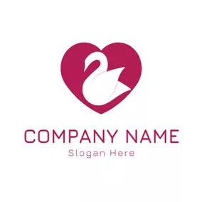 Elegant Logo White Swan and Red Heart logo design