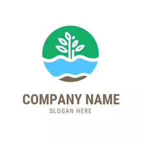 Nature Logo White Tree and Blue River logo design
