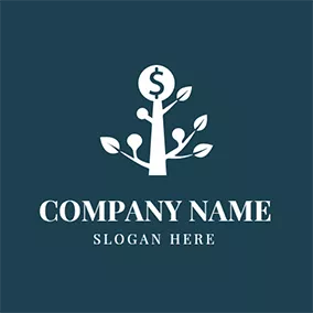 Currency Logo White Tree and Dollar Coin logo design