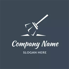 Cleaner Logo White Triangle and Abstract Broom logo design