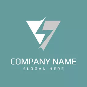 Electrician Logo White Triangle and Blue Lightening logo design