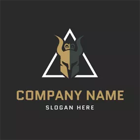 Medieval Logo White Triangle and Horned Head logo design