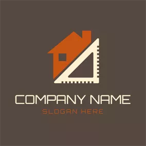 室內裝飾Logo White Triangle and Orange House logo design