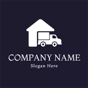 Logistics Logo White Truck and Warehouse logo design