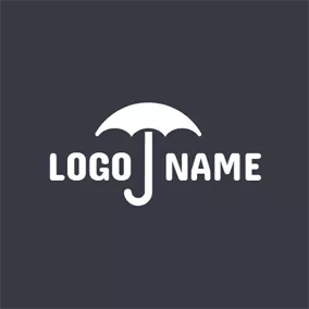 雨傘Logo White Umbrella and Letter T logo design