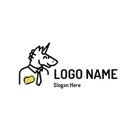 Sticken Logo White Unicorn Cartoon Image logo design