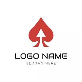 Logótipo De Poker White Upward Arrow and Red Ace logo design