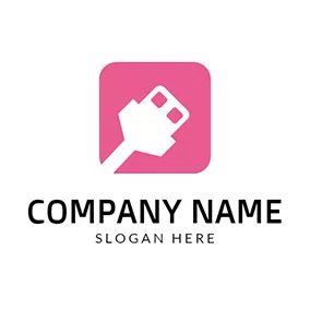 Pink Logo White Use Cable Icon logo design