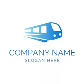 電車ロゴ White Window and Blue Train logo design
