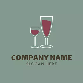 雞尾酒 Logo White Wine Glass and Red Wine logo design