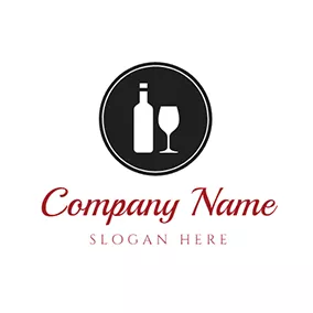 ワインロゴ White Wine Glass and Winebottle logo design