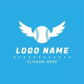 Baseball Logo White Wing and Baseball logo design
