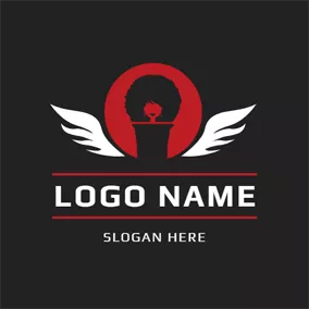 歌手 Logo White Wing and Black Hair logo design
