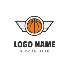 Logótipo De Basquetebol White Wing and Orange Basketball logo design