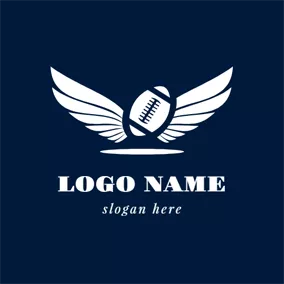 ラグビーロゴ White Wing and Rugby logo design