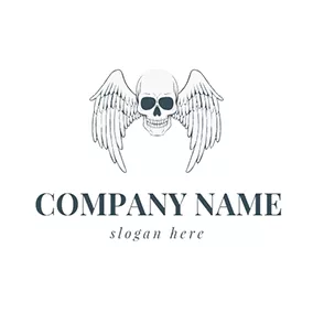 Logótipo De Punk White Wing and Skull Icon logo design