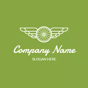 Bicycling Logo White Wings and Bike Wheel logo design