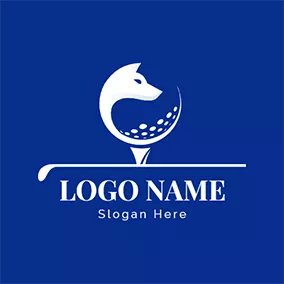 Logótipo Lobo White Wolf Brassie and Golf logo design