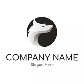 Logotipo De Animales Y Mascotas White Wolf Head and Circle logo design