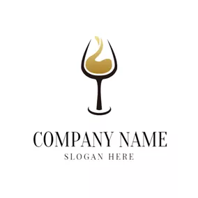 カクテルロゴ Wine Glass and Drinks logo design