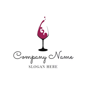 ワインロゴ Wine Glass and Red Wine logo design