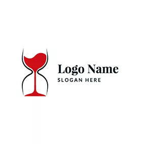Time Logo Wine Glass Liquid Hourglass logo design