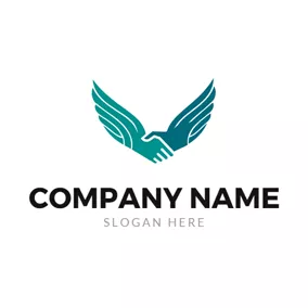 Cooperation Logo Wing and Handshake Icon logo design