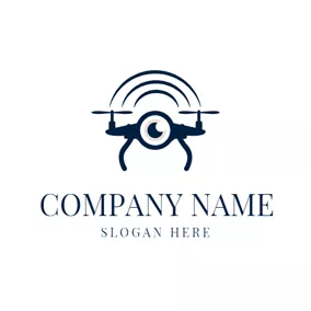 無人機 Logo Wireless Signal and Blue Drone logo design