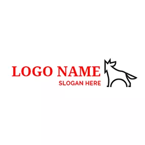 オオカミのロゴ Wolf Outline Simple Abstract logo design