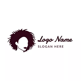 女性ロゴ Woman Afro Haircut logo design