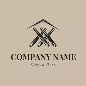 Woodworking Logo Wood and House Icon logo design