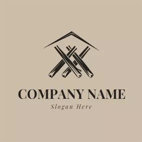 Wood Logo Wood and House Icon logo design