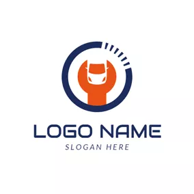 Auto Logo Wrench and Steering Wheel logo design