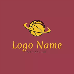 Logótipo De Cesto Yellow and Black Basketball Icon logo design