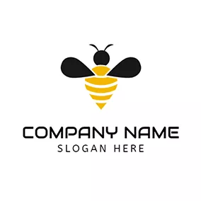 動物のロゴ Yellow and Black Bee Icon logo design