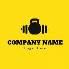 エクササイズのロゴ Yellow and Black Bodybuilding Equipment logo design