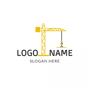 吊车logo Yellow and Black Crane Icon logo design