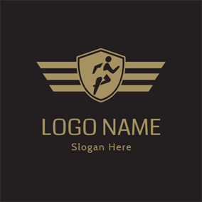 Yellow and Black Running Badge logo design