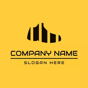 靴のロゴ Yellow and Black Shoe logo design