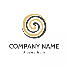 Sugar Logo Yellow and Black Spiral Round logo design