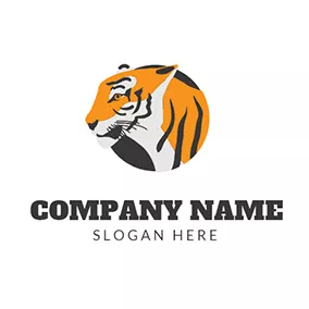 動物のロゴ Yellow and Black Tiger Head logo design