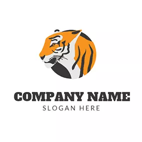 Emblem Logo Yellow and Black Tiger Head logo design