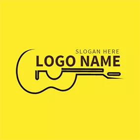 素描logo Yellow and Black Ukulele Icon logo design