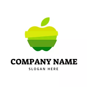 栄養　ロゴ Yellow and Blue Apple logo design