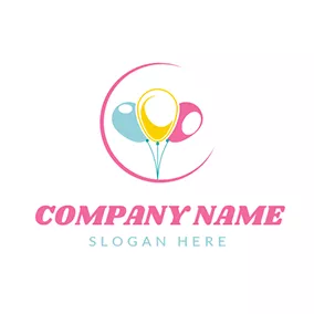 Pink Logo Yellow and Blue Balloon logo design