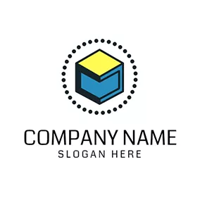 Logotipo De Collage Yellow and Blue Cube Icon logo design