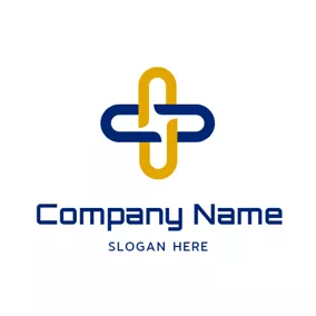 クリップのロゴ Yellow and Blue Plus logo design